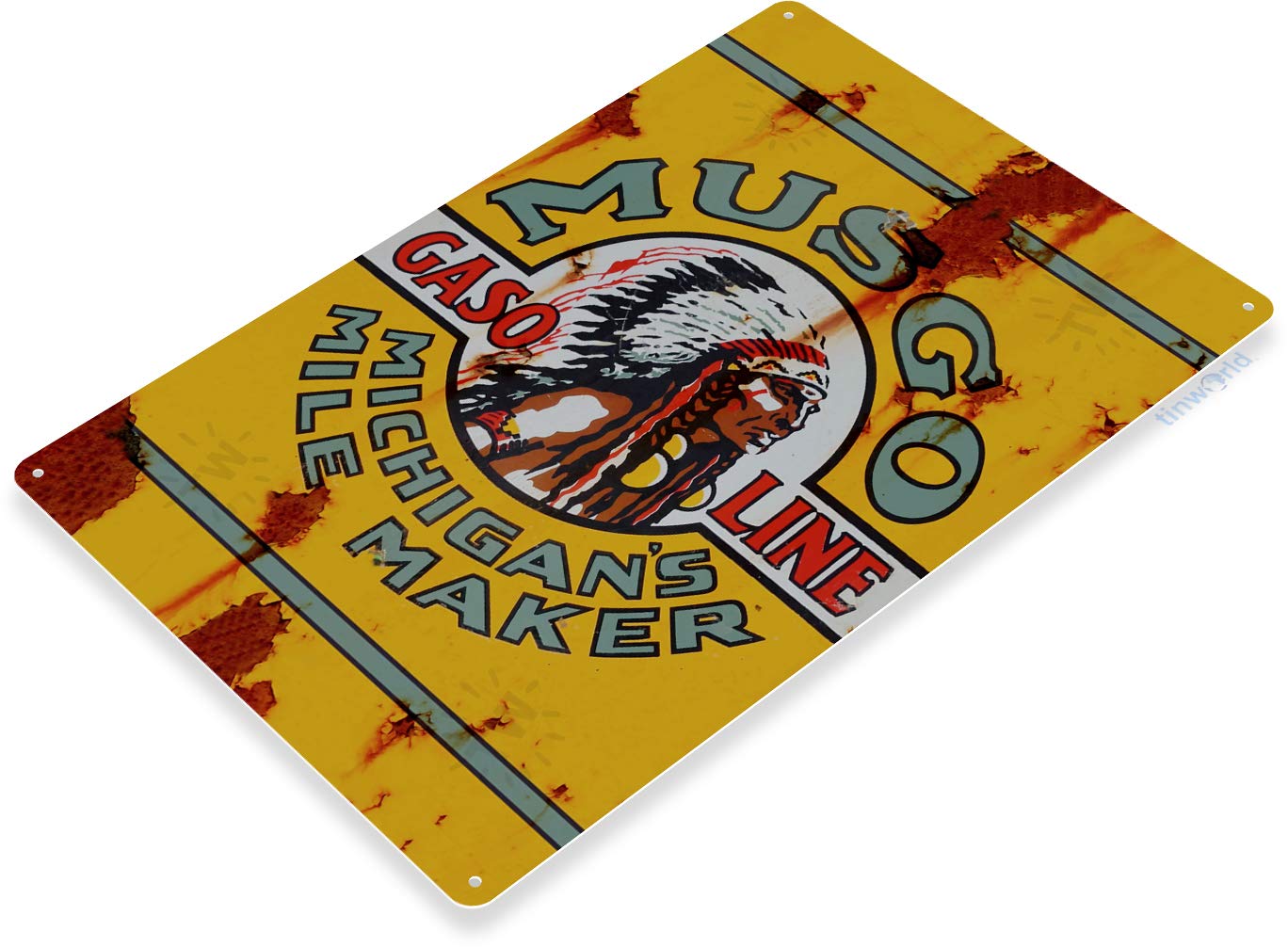 Amazon.com: Tinworld Tin Sign: Musgo Gasoline Gas Oil Garage Pump